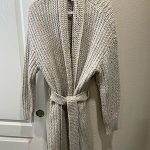 Chelsea & Violet Textured Knit Belted Cardigan - Cream
